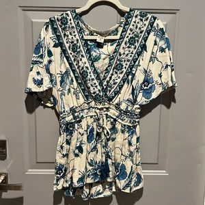 Green And Blue Flower Tunic